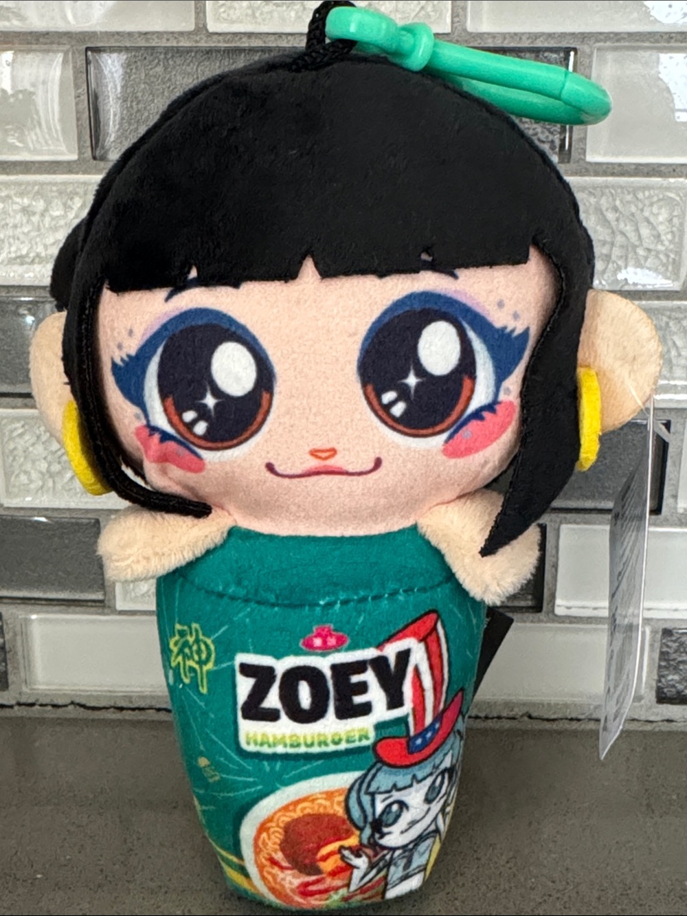 Netflix KPop Demon Hunters ZOEY Ramen Noodle Cup Plush Clip On Keychain / NEW